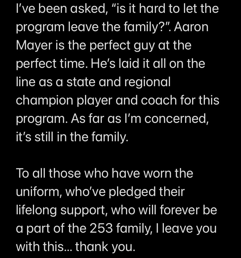 It’s been the honor of my life to wear a <a href="/253Baseball/">Post 253 Baseball</a> uniform for the last 30 years.  Now is the time for me to step away as head coach