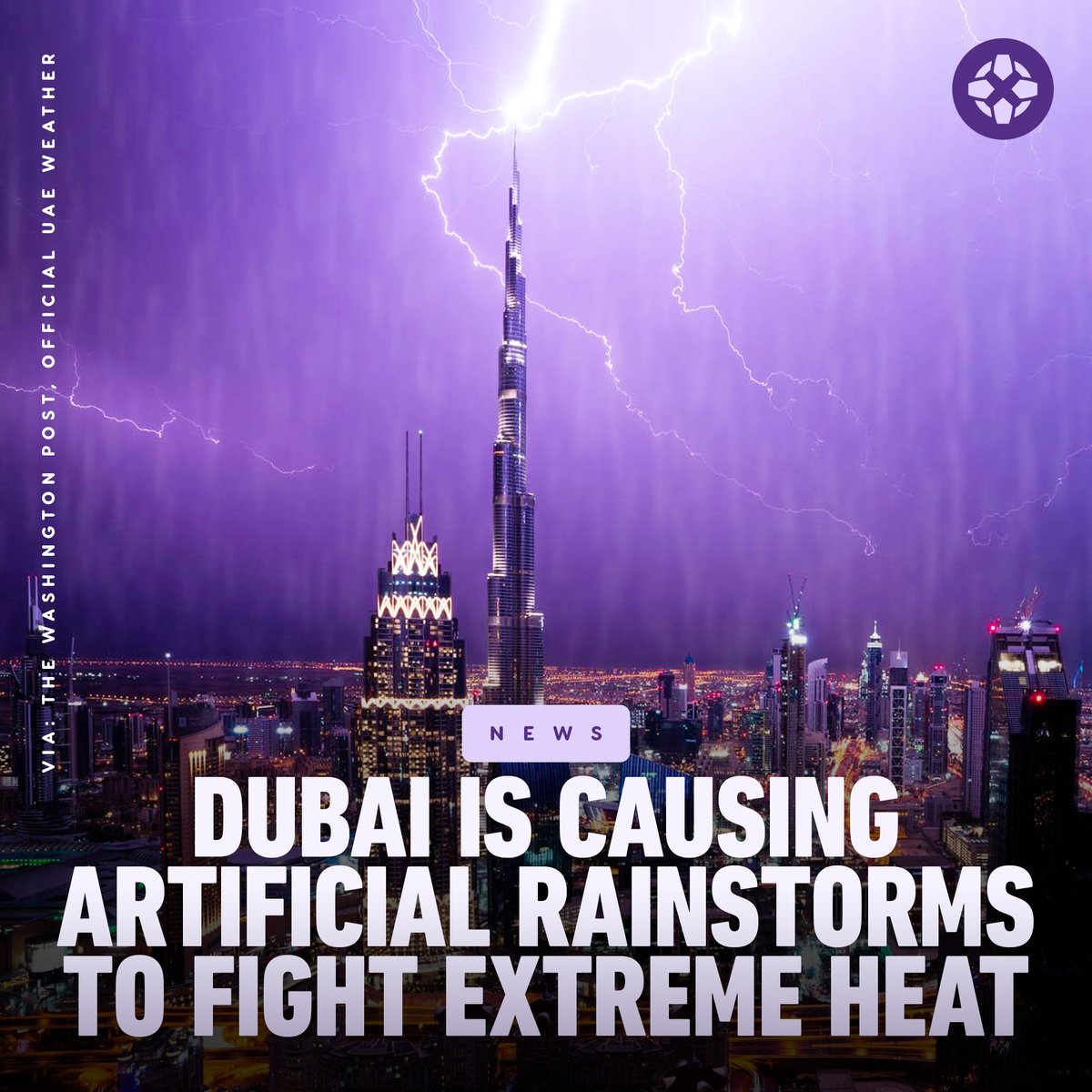 With temperatures in Dubai reaching 115 degrees Fahrenheit, the UAE is using a technique called 'cloud seeding' where they launch a drone into the clouds, determine the precise voltage required to make them release large droplets, then zap them to generate heavy rainfall. ⛈️