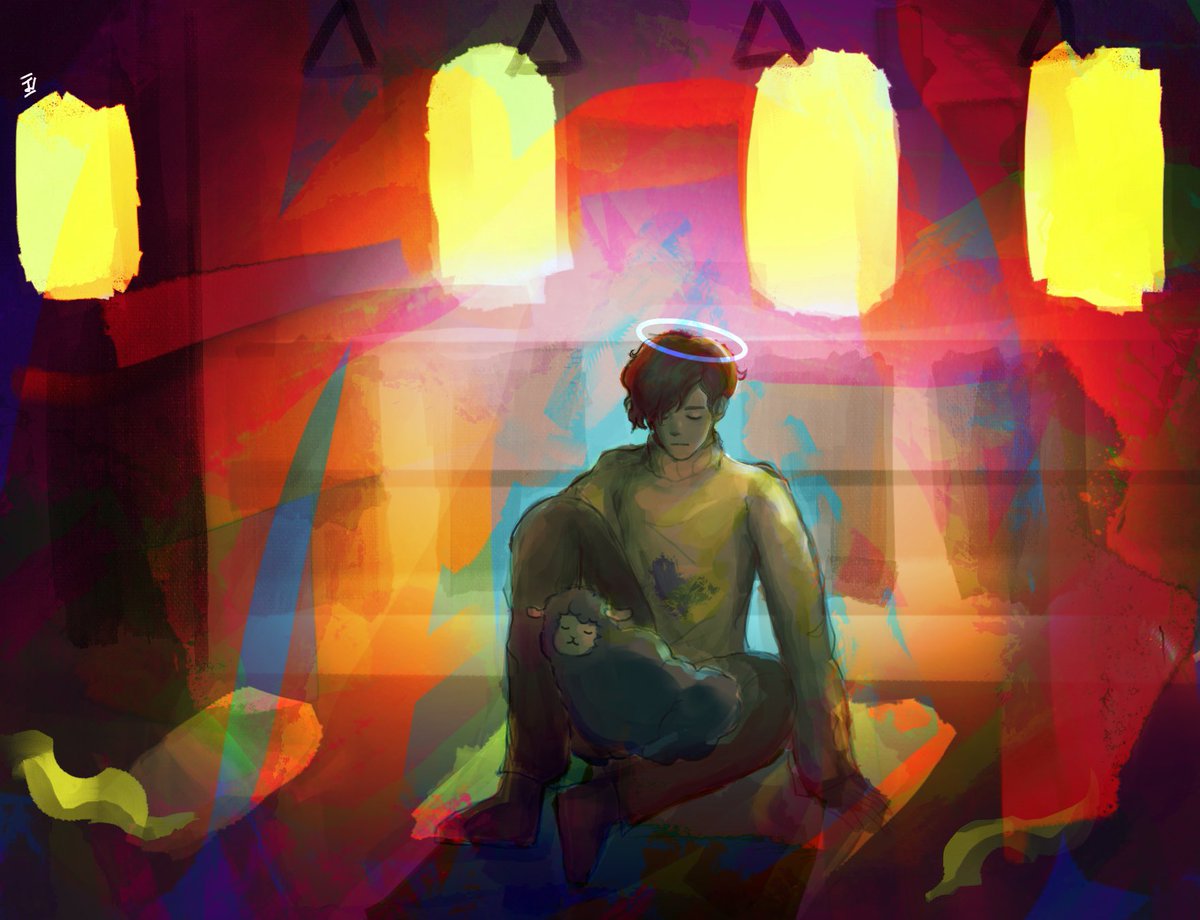 JunraiMe's tweet photo. tw// bright color? 

2,301st night at the platform

(wilbur said friend isn’t there but idc🥲
#ghostburfanart #wilburfanart #wilbursootfanart https://t.co/qrA6NcWp9n