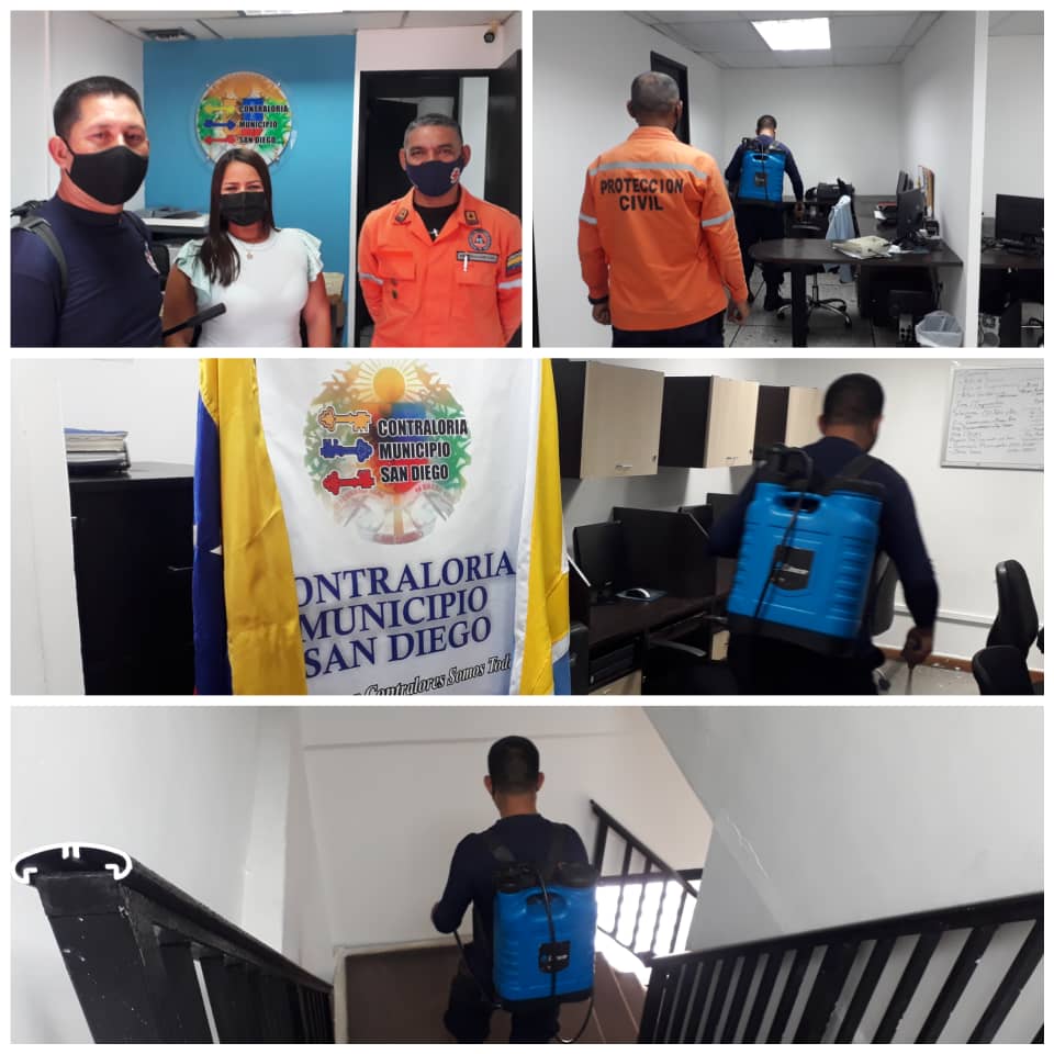 #municipioSanDiego trabajando para evitar el contagio del covid19 se realizó jornada de desinfección en la Contraloría del municipio San Diego desinfectando 9 oficinas, 1 salón de conferencias y 8 espacios
@PCCarabobo 
<a href="/BomberoCarabobo/">BomberosCarabobo</a> 
<a href="/rafaellacava10/">Rafael Lacava</a> 
@japala13