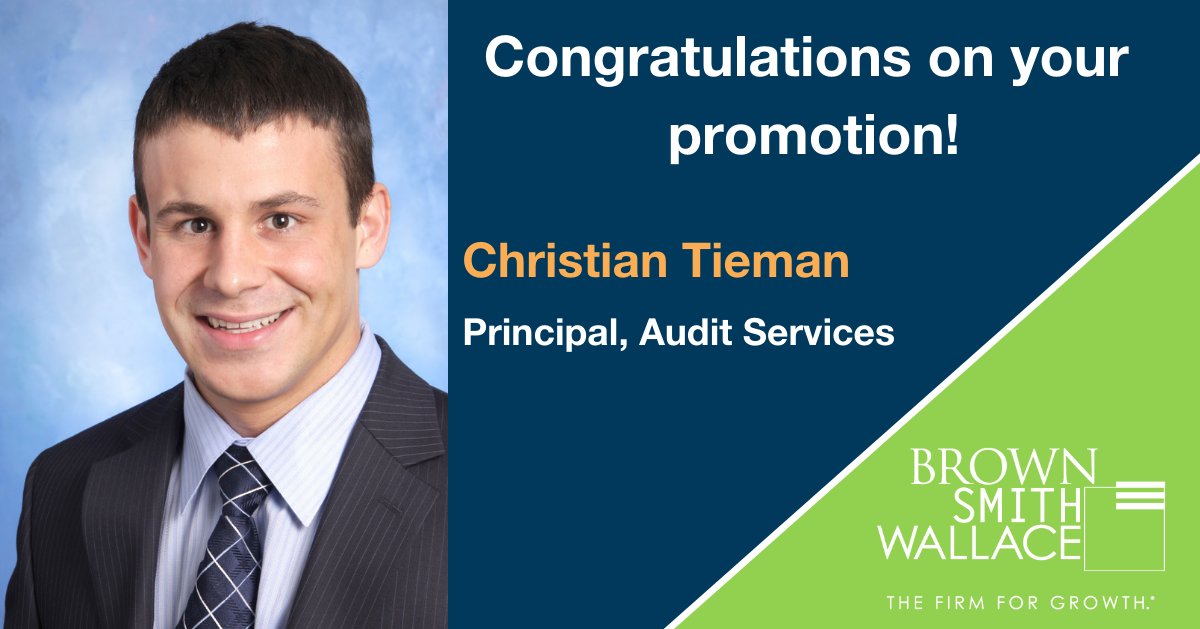 Christian Tieman has been promoted to Principal, Audit Services! Congratulations, Christian! #culturematters