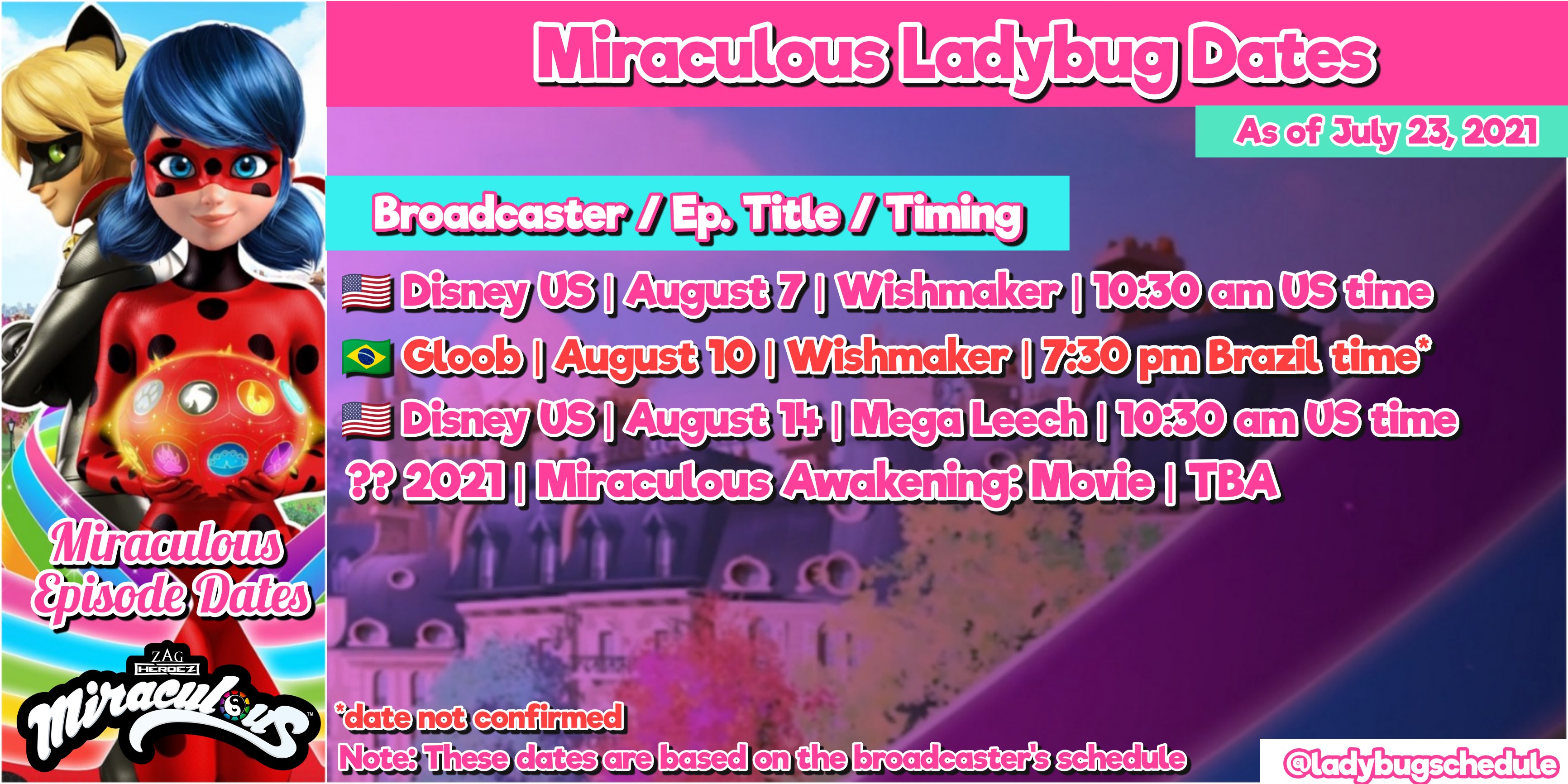 Miraculous Schedules (@ladybugschedule) / X