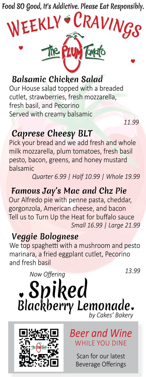 It's a beautiful day for #pizzafriday! Come on down and enjoy our offerings - we're excited to see you <3
.
.
.
#theplumtomato #itsaddictive #weeklycravings #foodislove #getinmybelly #colchesterct #salemct