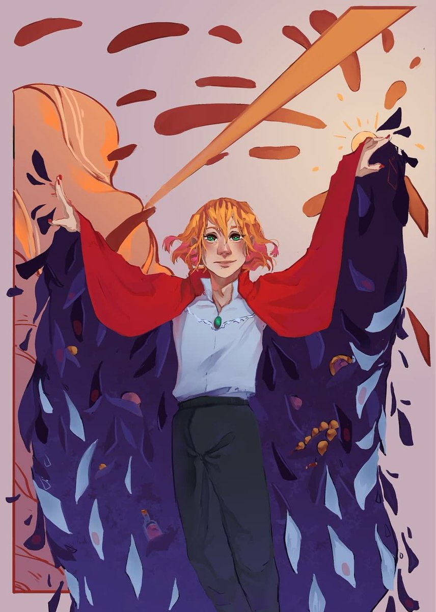 Idrilette's tweet photo. Hello ! 
Time to wipe off the dust here 😊   My name is Charlotte , I'm a french artist who love to draw our Pathfinder crew or some howl Moving castle Fanart , and many more things ❤️✨ https://t.co/KTAgvNV8IV
