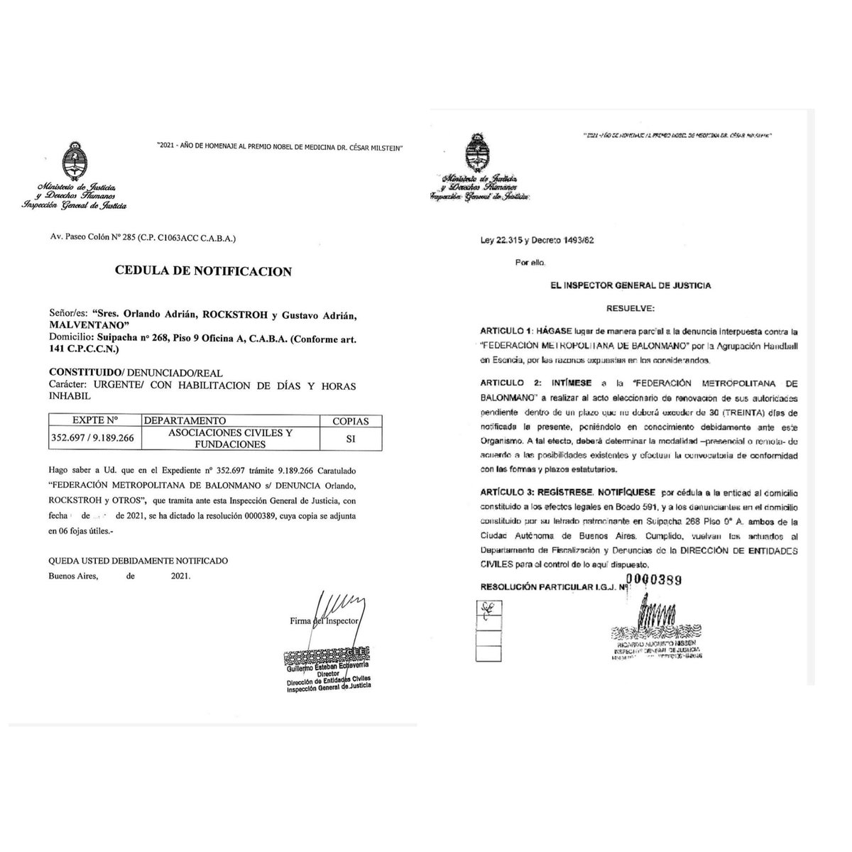 En la fecha salió la resolución de la IGJ, donde INTIMA a FeMeBal a dar las elecciones, ya varias veces postergadas en un plazo no mayor a 30 días, sea de el modo que se pueda, virtual o presencial. Llego la hora democrática al Handball Metropolitano!!!