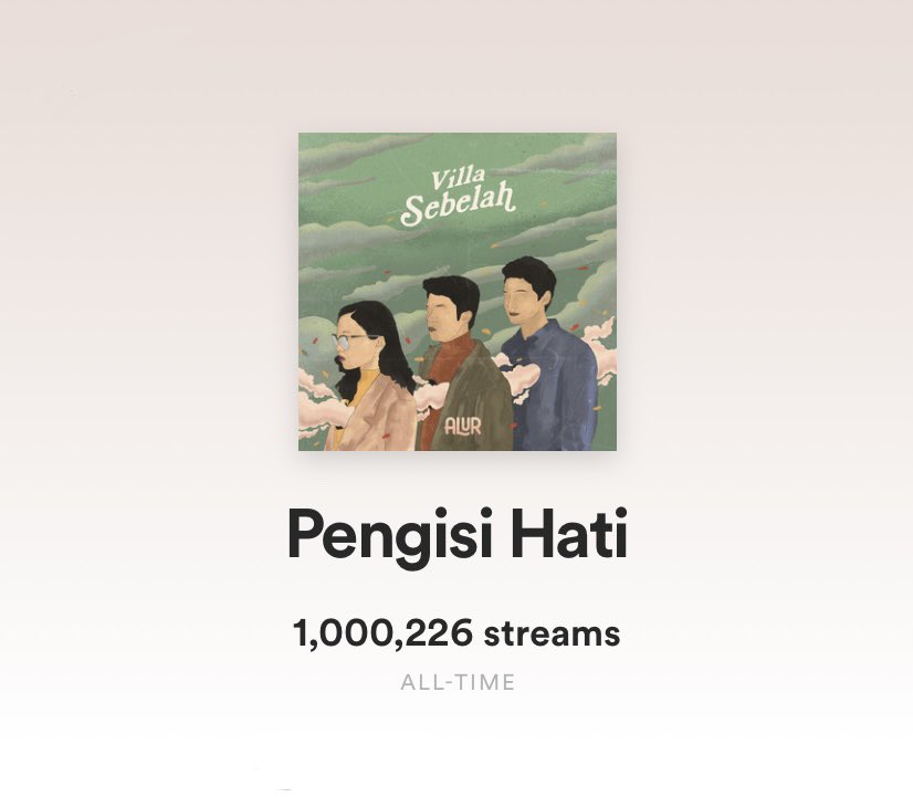 VillaSebelah's tweet photo. Pengisi Hati just hit 1M streams on @Spotify today! 🥳🤎 https://t.co/CAWVRtwZll