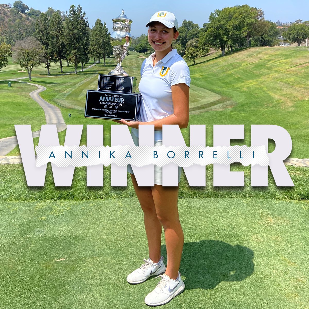 thescga's tweet photo. 5️⃣ days. 7️⃣ matches. 156 competitors. 
☝️ California Women's Amateur Champion.

Congrats to Annika Borrelli! @USFDonsWGOLF

Full recap and 📸: https://t.co/TzqC5Qke6v https://t.co/wlZCFEDODb