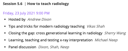 (𝚝𝚑𝚎𝚡𝚛𝚊𝚢𝚍𝚘𝚌𝚝𝚘𝚛) (@drvikasshah) on Twitter photo In 10 minutes, the very last live session of #Radiopaedia2021!
Join me, @drsherrywang, <a href="/MikeNeep/">Michael Neep</a> and <a href="/DrAndrewDixon/">Andrew Dixon</a> for the session on "how to teach radiology" In 10 minutes, the very last live session of #Radiopaedia2021!
Join me, @drsherrywang, <a href="/MikeNeep/">Michael Neep</a> and <a href="/DrAndrewDixon/">Andrew Dixon</a> for the session on "how to teach radiology"