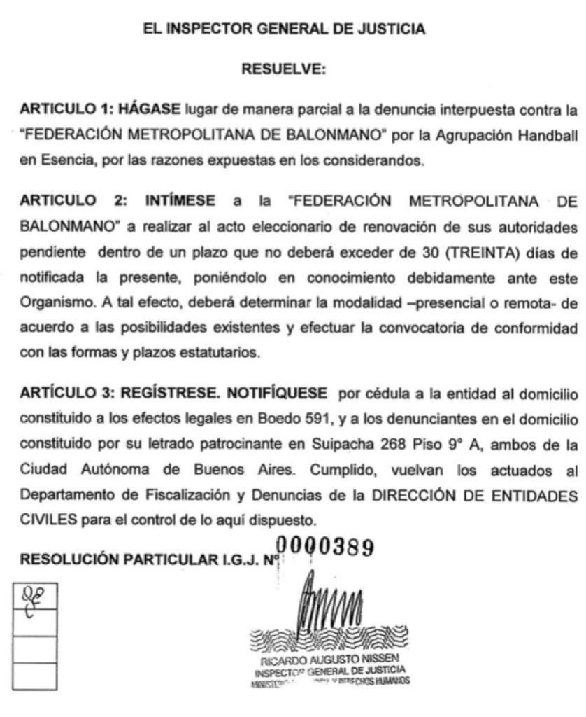 Atención! La IGJ intima a la <a href="/femebal/">Fe.Me.Bal.</a> a realizar las elecciones en un plazo no mayor a 30 días.