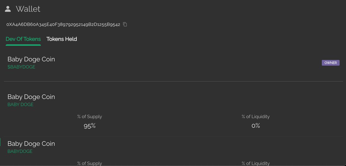 CoinScanApp's tweet photo. And lastly, the biggest update: Tracking all the tokens a particular wallet holds/is a dev of!

Just click on any of the top wallets for a token, to see what the wallet's been doing 😁 https://t.co/VSjSuY3fQL