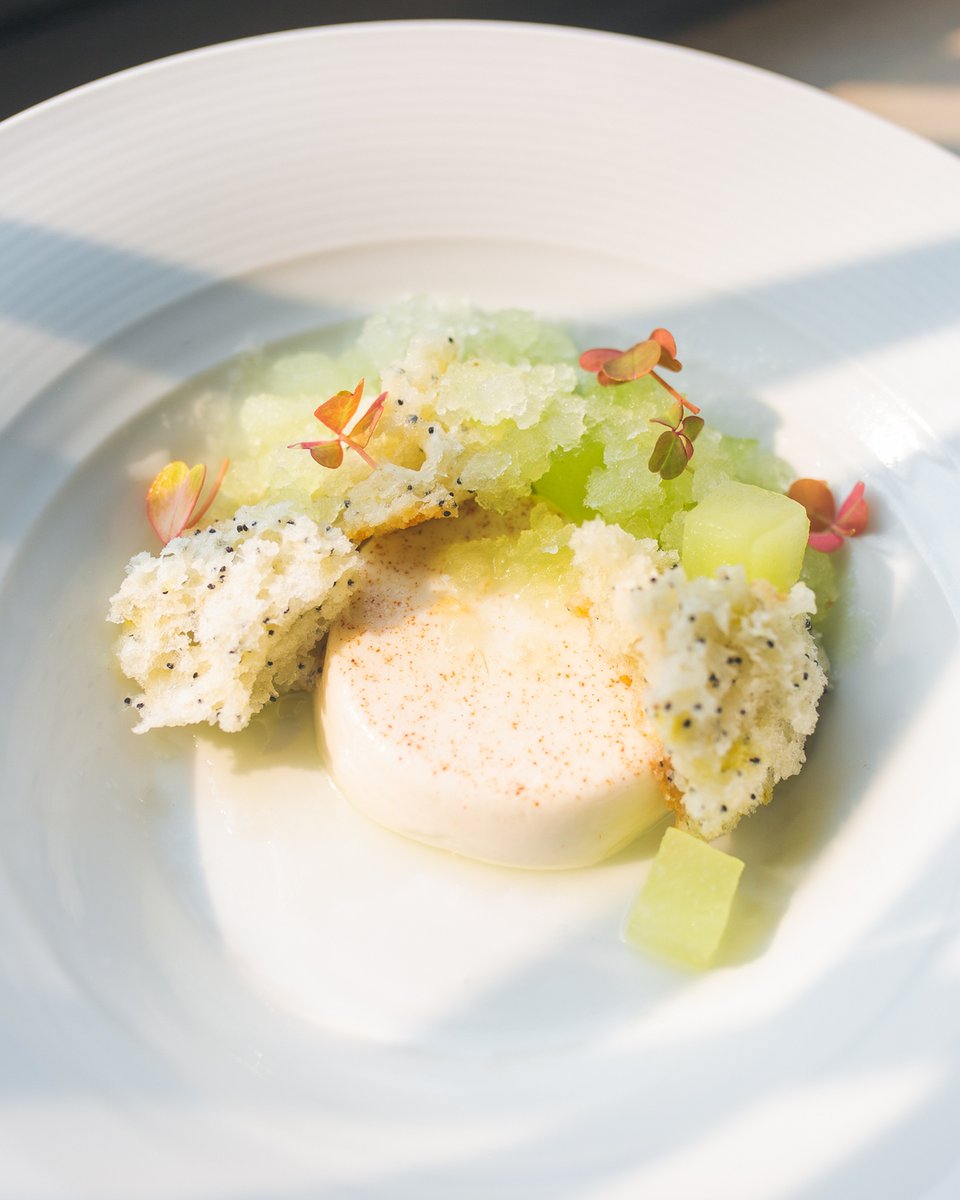 Plan on getting dessert. Our new horchata panna cotta with angel food cake, honeydew, and lemon.