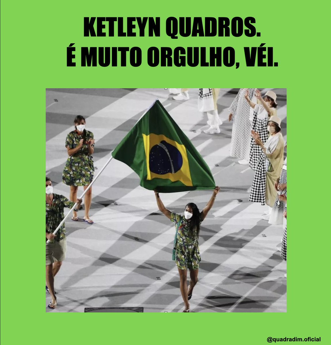 quadradimof's tweet photo. Nossa judoca @ketleynquadros representou o Brasil na abertura das Olimpíadas do Japão. De chinelo, dando uma de porta-bandeira, representou muito. Orgulho nosso. Orgulho da Ceilândia. Orgulho do DF. Aplaudamos. Brasília é foda. https://t.co/gOJaXEzdlR