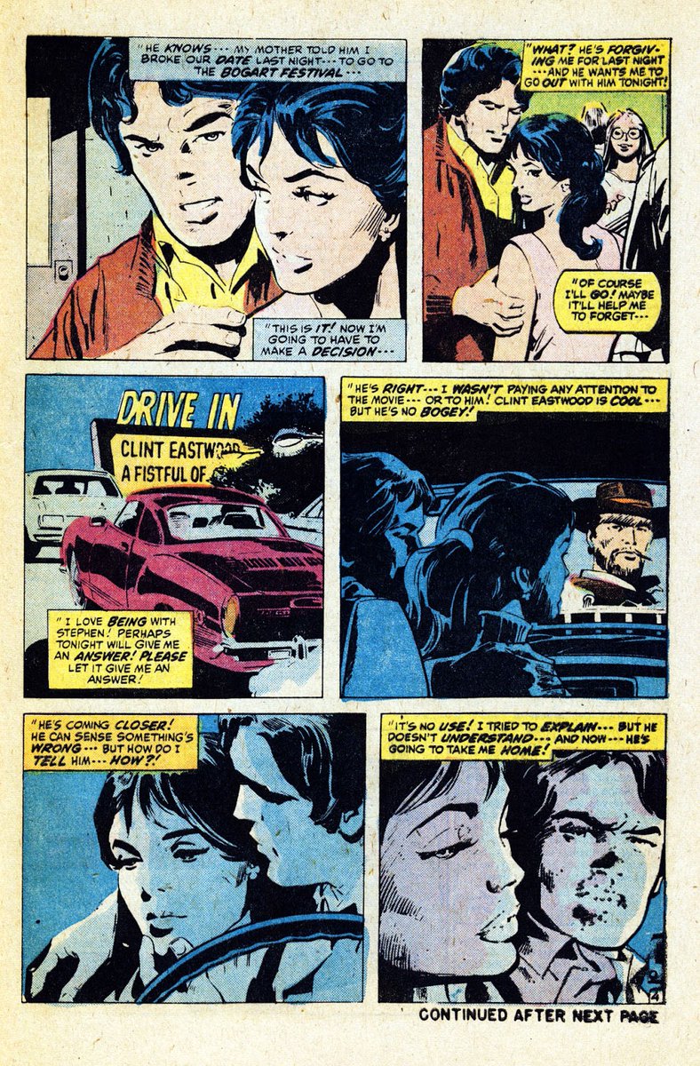 Gene Colan inked by Giordano is perfect for this slighty unsettling romance story. From MY LOVE # 30
