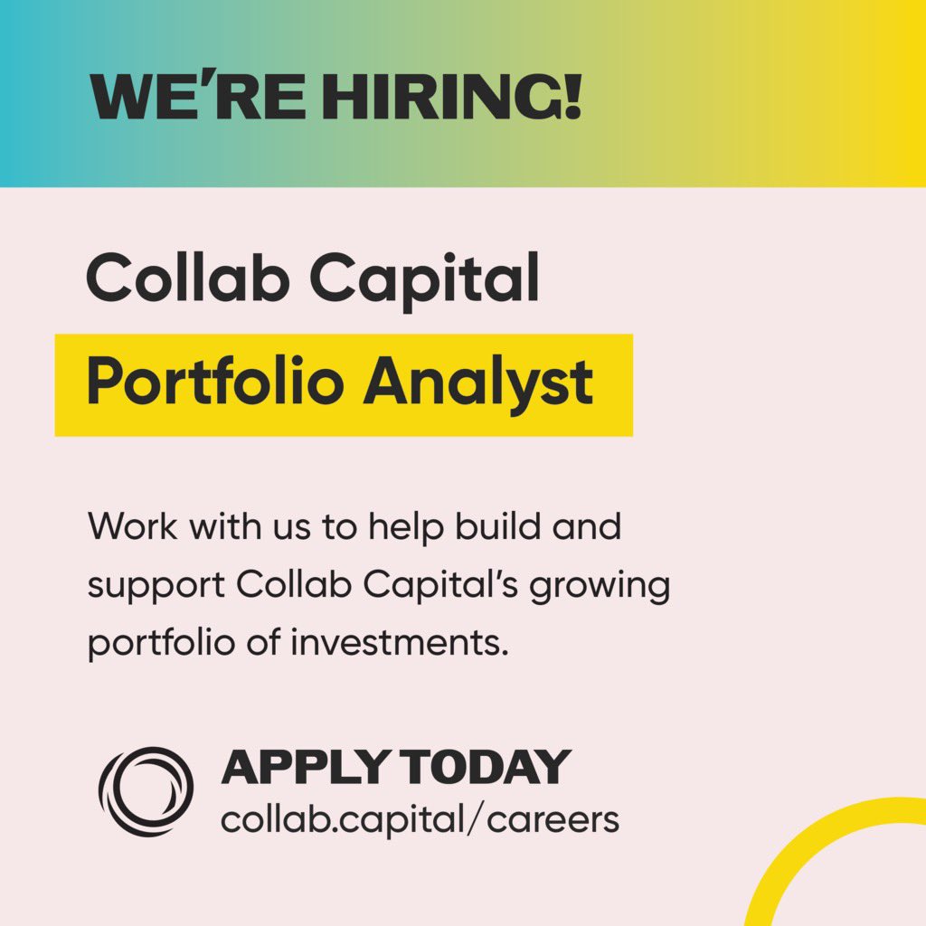 We’re hiring! You know what it is! Visit collab.capital/careers for more info.
