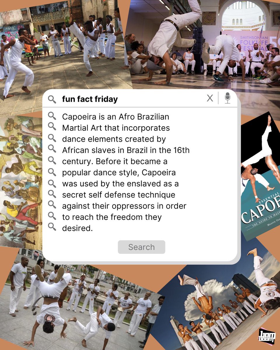 Every Friday of July, we will be sharing a fun fact about dance. Stay tuned for more!

Capoeira is an Afro Brazilian Martial Art that incorporates dance elements created by African slaves in Brazil in the 16th century used as a secret self defense technique in escaping.
