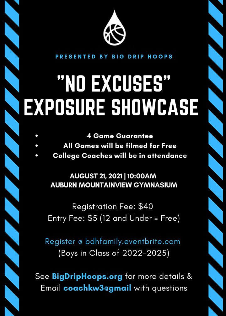 🚨 HS Hoopers and Coaches! 

BDH will be holding a showcase for HS Boys on August 21st! College coaches will be in attendance. Media services in the gym. A chance to compete and get 4 games of film for only $40! Spread the word! 

Register at bdhfamily.eventbrite.com