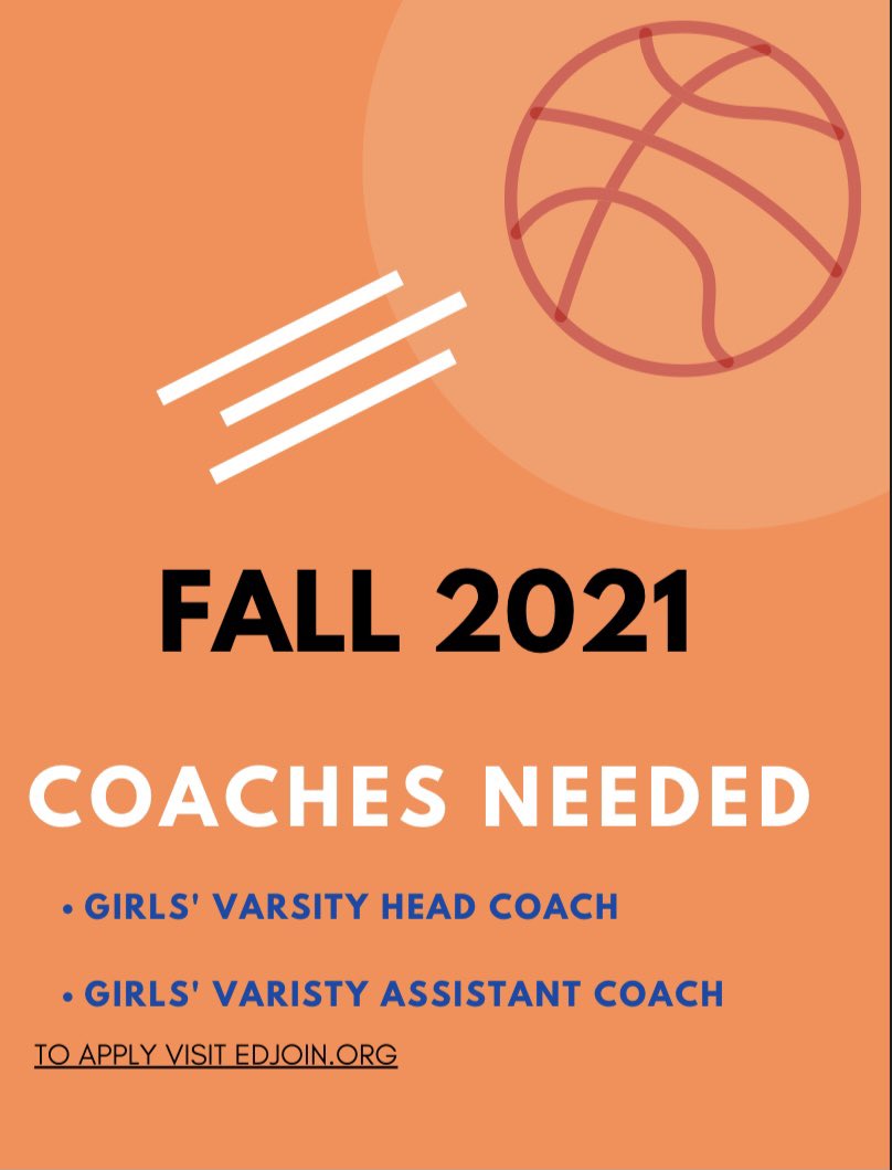 Girls' Basketball Coach ⛹️‍♀️⛹️‍♀️
Red Bluff High School

The Red Bluff Joint Union High School District is seeking individuals with basketball 🏀 Coaching experience.

To learn more and to apply, visit edjoin.org/rbjuhsd