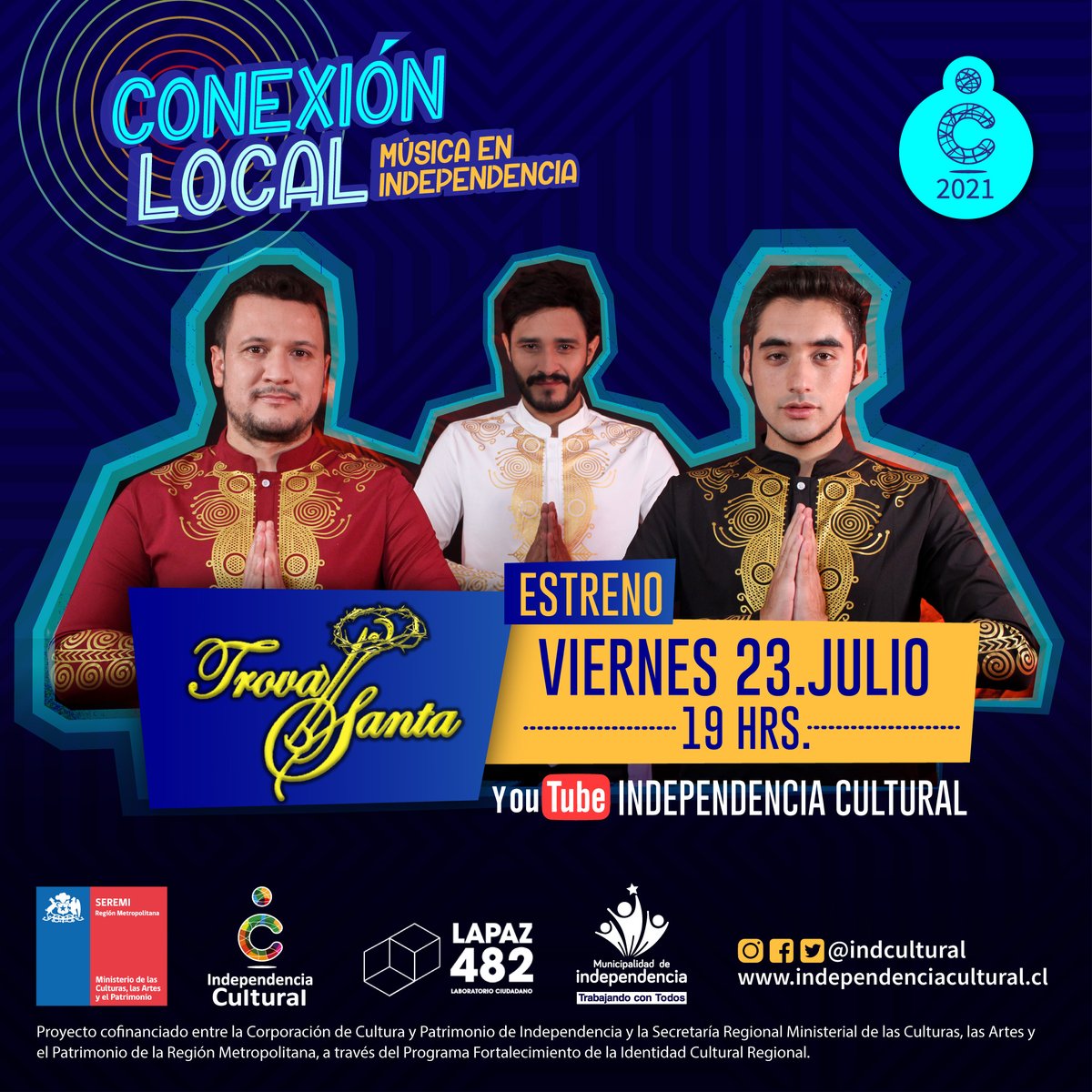 HOY viernes 23.07 en #ConexionLocal conoce a TrovaSanta. Agrupación que congrega intérpretes de distintas latitudes y que nos presenta “La Diáspora”. Un canto a la migración, al ritmo del folclore Latinoamericano.
Acompáñanos a las 19 hrs. en ☞ youtube.com/c/Independenci…
