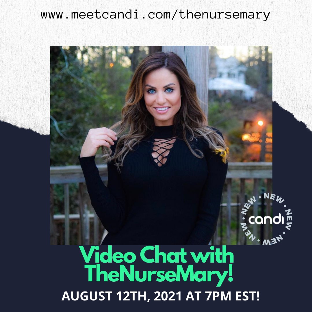 meetcandi's tweet photo. Video chat with @thenursemary August 12th beginning at 7 PM EST! You don't want to miss out! Head over to https://t.co/E14dg5OV0P to purchase your video chat! #thenursemary #model #meetcandi #candi https://t.co/63JqjBpSoT