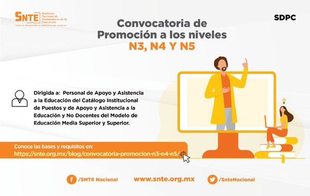 SECCION4SNTE's tweet photo. #TodosSomosUno 🙋‍♀️🙋‍♂️

‼️Atención‼️
Si eres Personal de Apoyo 🧑‍💼 o No Docente 👨‍💼 interesado en promoción a niveles 👉#n3 👉#n4 y 👉#n5 consulta las bases ✔️ y requisitos ✔️ No te pierdas esta oportunidad para crecer al 💯

Convocatoria #SNTE 🍎📚
👉 https://t.co/jrvqme8MGF 🧑‍💻 https://t.co/VCRQDxDh9I