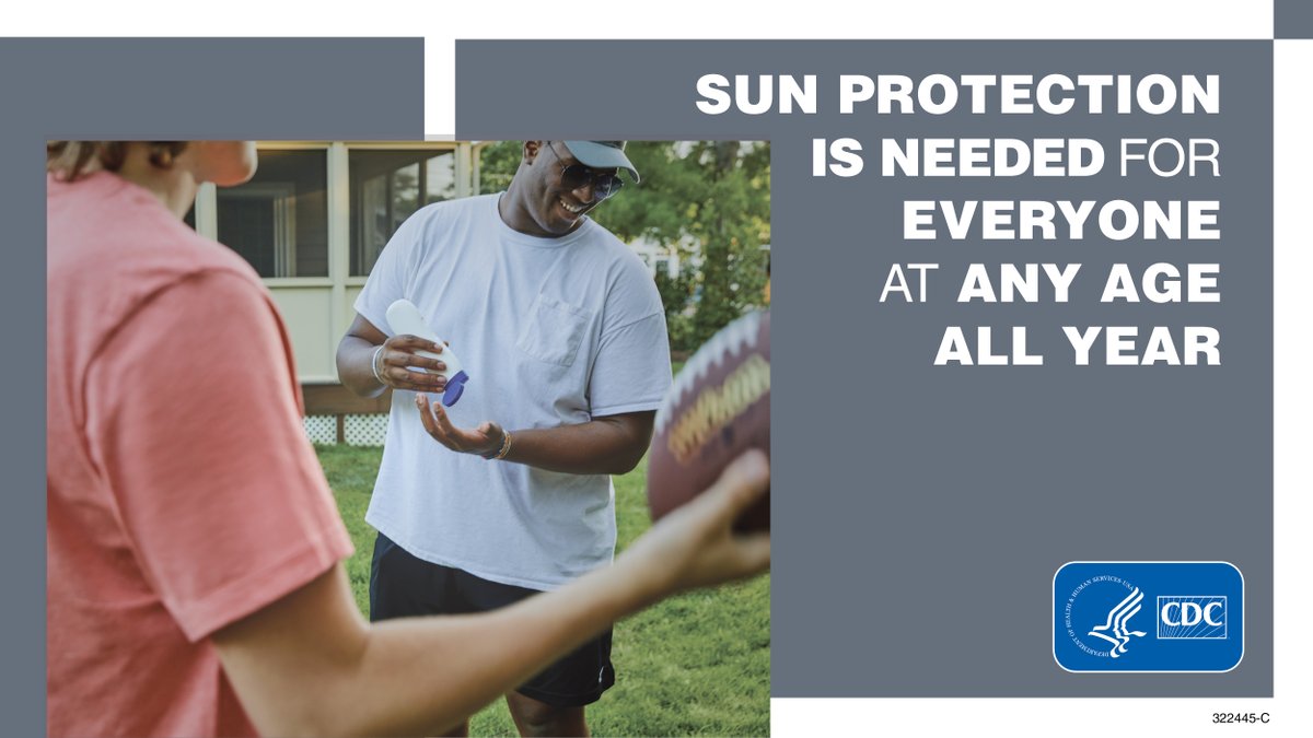 CDC_Cancer's tweet photo. Reapply sunscreen at least every 2 hours, and after swimming, sweating, or toweling off. Find this, and other #SunSafety tips for you and your family: https://t.co/HYBhMeOVDx #Sunsafetytips https://t.co/c8a9m2njS7