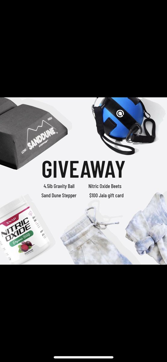 GravityBMethod's tweet image. GIVEAWAY on our Instagram!⚠️

Worth $509 !

The winner will receive:
- 1 x 4.5lb Gravity Ball
- 1 x Sand Dune Stepper
- 1 x Nitric Oxide Beets
- $100 Jala gift card

GIVEAWAY RUNS UNTIL JULY 26

#GIVEAWAY #freeproduct #freegiftcard #GiveawayAlert #ContestGiveaway #giveawaytime