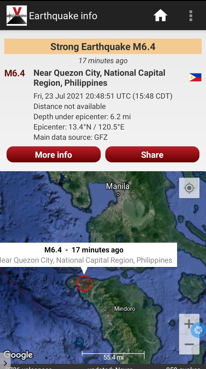 Tamara Major Magnitude 6 8 Earthquake Mindoro Philippines On Friday 23 July 21 At 48 Gmt T Co Npdmktetxj Twitter