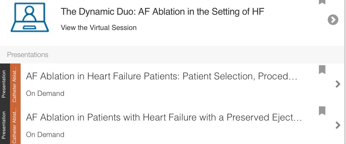 Dominik_Linz's tweet photo. #EPeeps
#AFib ablation in #CHF:
- Prof KH Kuck: Pts selection, procedural timing, and benefits.
&
- @JonPicciniSr: #AFib ablation in pts with #HFpEF
"CHF begets AF" and "AF begets CHF"
The dynamic duo!
Great session! Now #OnDemand at #HRS2021!
👉https://t.co/GXKQcREAmh https://t.co/4UdHnCtJPR