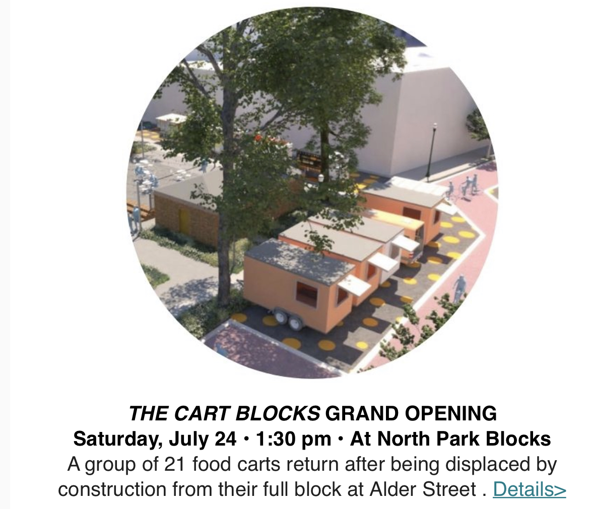 NorthParkBlocks's tweet photo. Come down to North Park Blocks for grand opening of the new Cart Blocks. Sat the 24th at 1:30 PM. Burnside and NW Park. More info: https://t.co/8t2ucPnCQg #foodcards #pdx https://t.co/kzAD2mSI1Q
