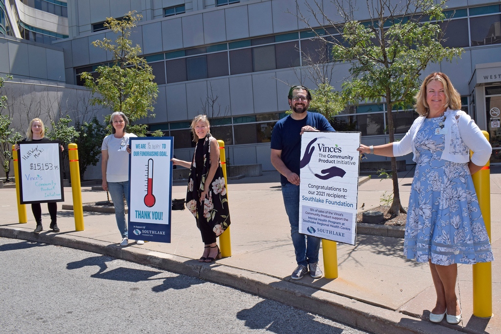 Today, Vince's team and the Southlake Foundation team were very excited to mark the halfway point for the Community Product Initiative 2021. This year all proceeds will be donated to the Mental Health Program at 
Southlake Regional Health Centre 
#VincesCares