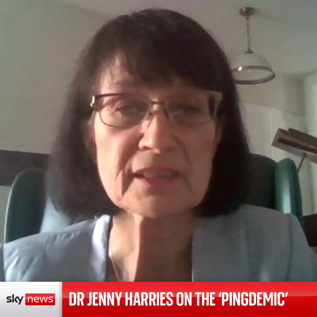 Dr Jenny Harries, chief executive of the UK Health Security Agency, has said the so-called 'pingdemic' is the result of a 