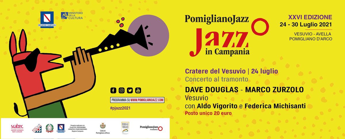 Continua la collaborazione tra l’ Ente Parco Nazionale del Vesuvio ed il Pomigliano Jazz Festival grazie alla quale il concerto al Cratere del  Vesuvio al tramonto è diventato l’evento centrale dell’offerta culturale ed artistica della nostra area protetta
#pomiglianojazzfestival
