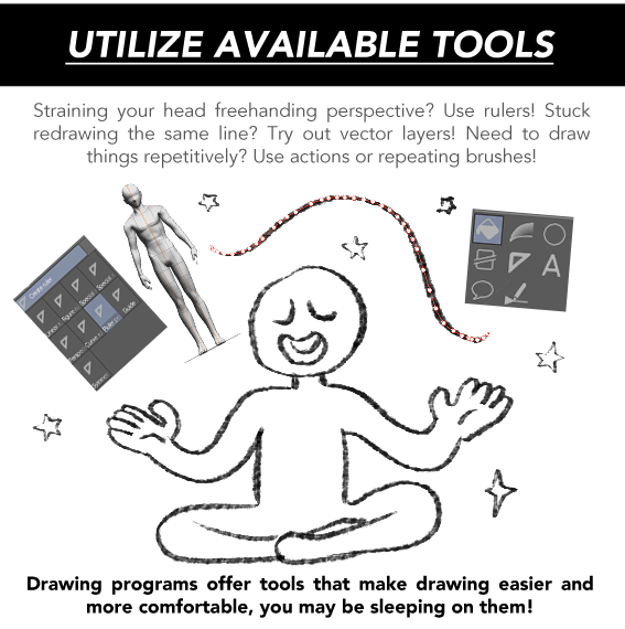 (3/6) Getting to know the tools you use (or want to use) really helped speed up my process. Also assigning the shortcuts of frequently used tools within finger's reach helped so much! 