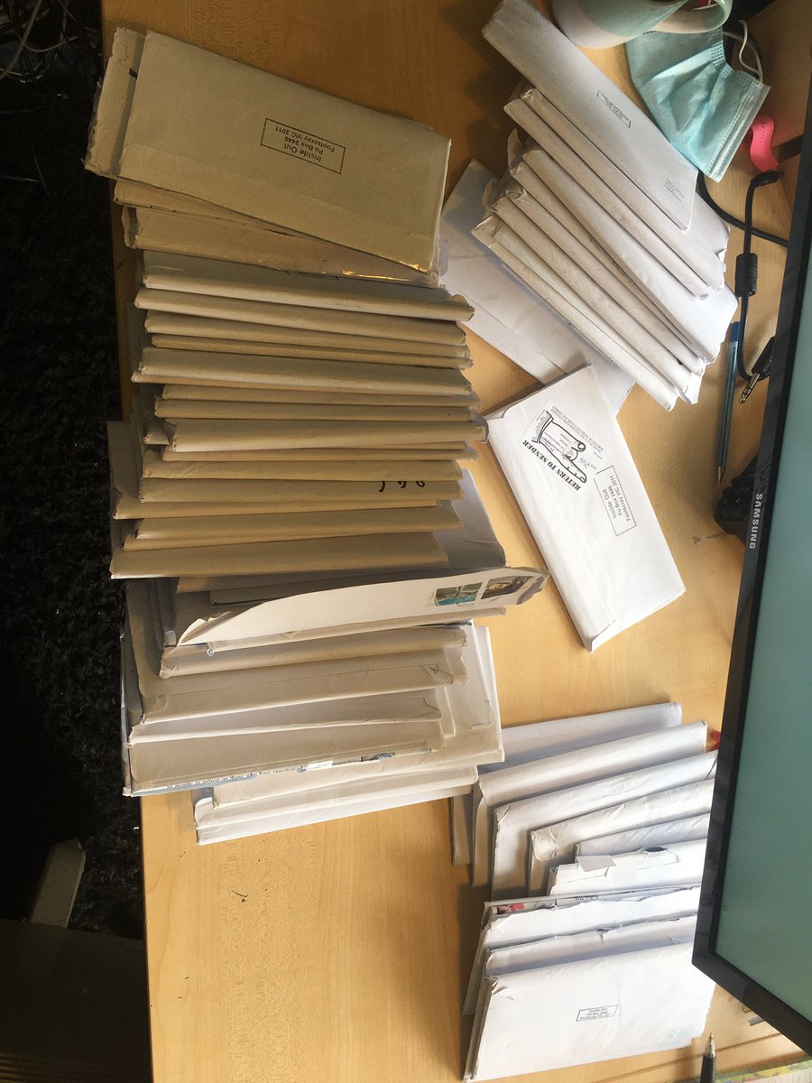Doing some overdue data entry for Inside Out newsletter for LGBTIQ+ ppl in prison. Sadly none of these newsletters reached the people inside so we track data about the returned mail to try to work out why. Barriers to communication/community for incarcerated people are so high 😣