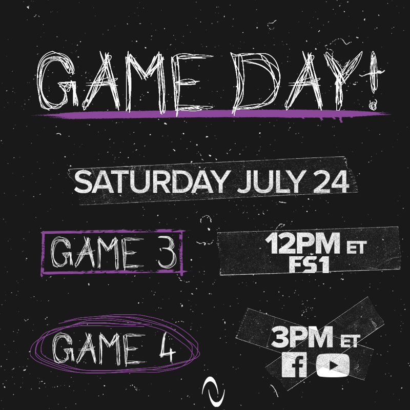 AUProSports's tweet photo. OUR FIRST SATURDAY GAME DAY! 🤩

🟡 Team @kylieohlmiller 🆚 🟣 Team @katiee_oo 
⏰: 12 PM ET
📺: @FS1 

🔵 Team @MegDouty 🆚 🟠 Team @shmangie 
⏰: 3 PM ET
📺: @Facebook and @YouTube
