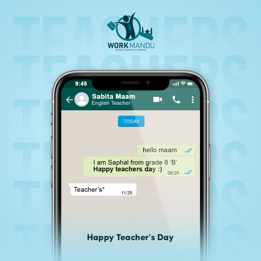 Workmandu2's tweet photo. Let’s thank our teachers for correcting our mistakes and helping us put the best of us forward.

Workmandu wishes all the teachers a very Happy Teacher’s Day.

#Workmandu #jobrecruitmentagency #jobs #recruitmentagency #TeachersDay #teachers #HappyTeachersDay #education https://t.co/GTJ9d20Rkf