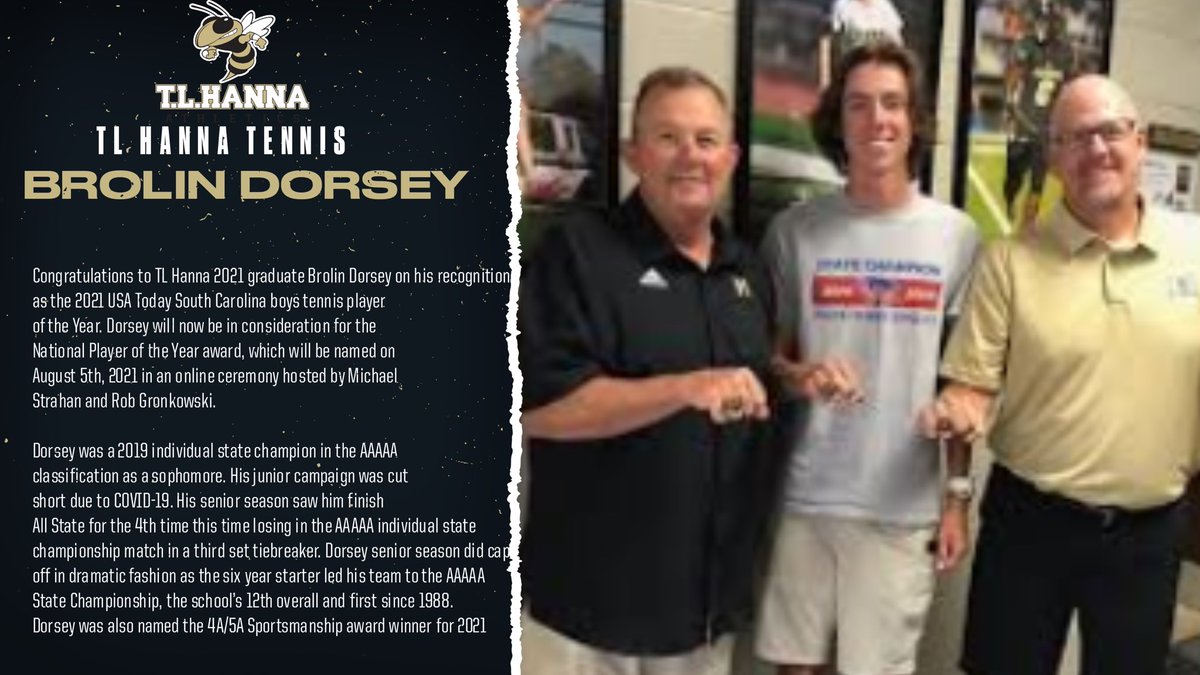 TLHanna_AD's tweet photo. Little more info on #HannaAlum Brolin Dorsey being named State Player of the Year today by USA Today. He is now a finalist for National Player of the Year. @TLHannaTennis @TLHStudentSect @CoachJohnCann @TLHanna_Sports @TLH_Updates @ByGeoffPreston https://t.co/wz2iS5tfpe