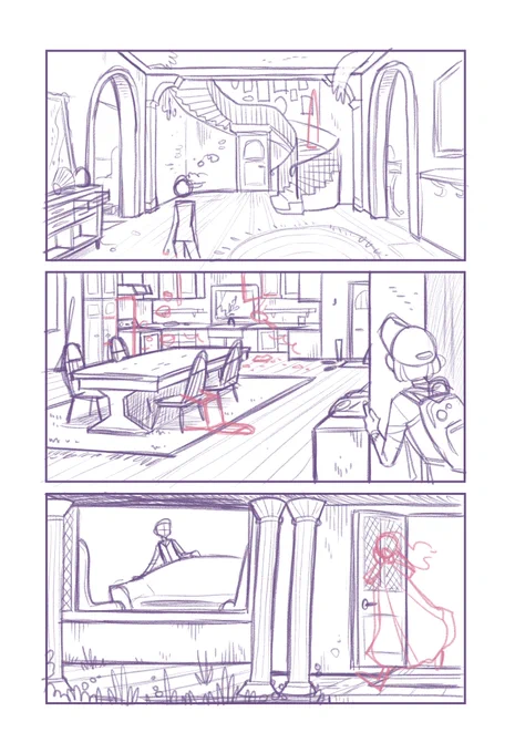 working two short comic projects this week. I always sketch in purple 🤷‍♀️ 