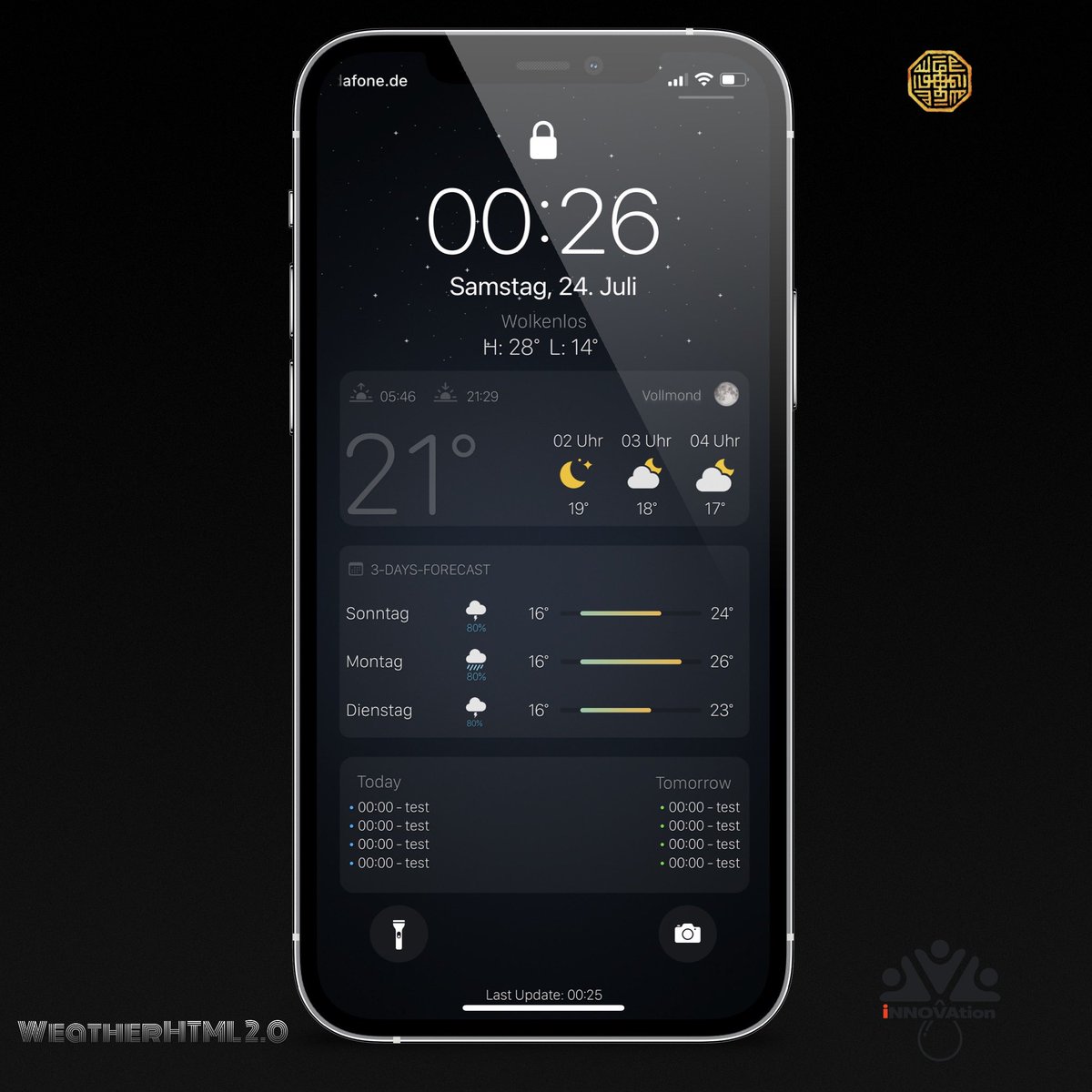 af0erster31's tweet image. #iOS15beta2 #nojailbreak #shortcuts

Tonight… clean and productive 
🔥WeatherHTML 2.0🔥

#iNNOVATION on Discord 
@Attairdu57slm @kleinmone @thewaytozion @kothuq