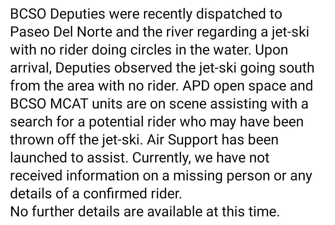 Update on Law Enforcement activity near Paseo and the river: