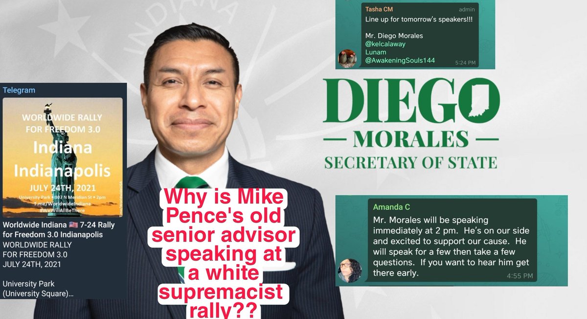 INMutualAid's tweet photo. Mike Pence's old senior advisor is speaking.

Law enforcement won't stop them.

More chat leaks and info on those involved to come, our friends who reached out asking us to share this information wanted community members that might be at risk to know.

We keep us safe. https://t.co/npkPR5ivP9
