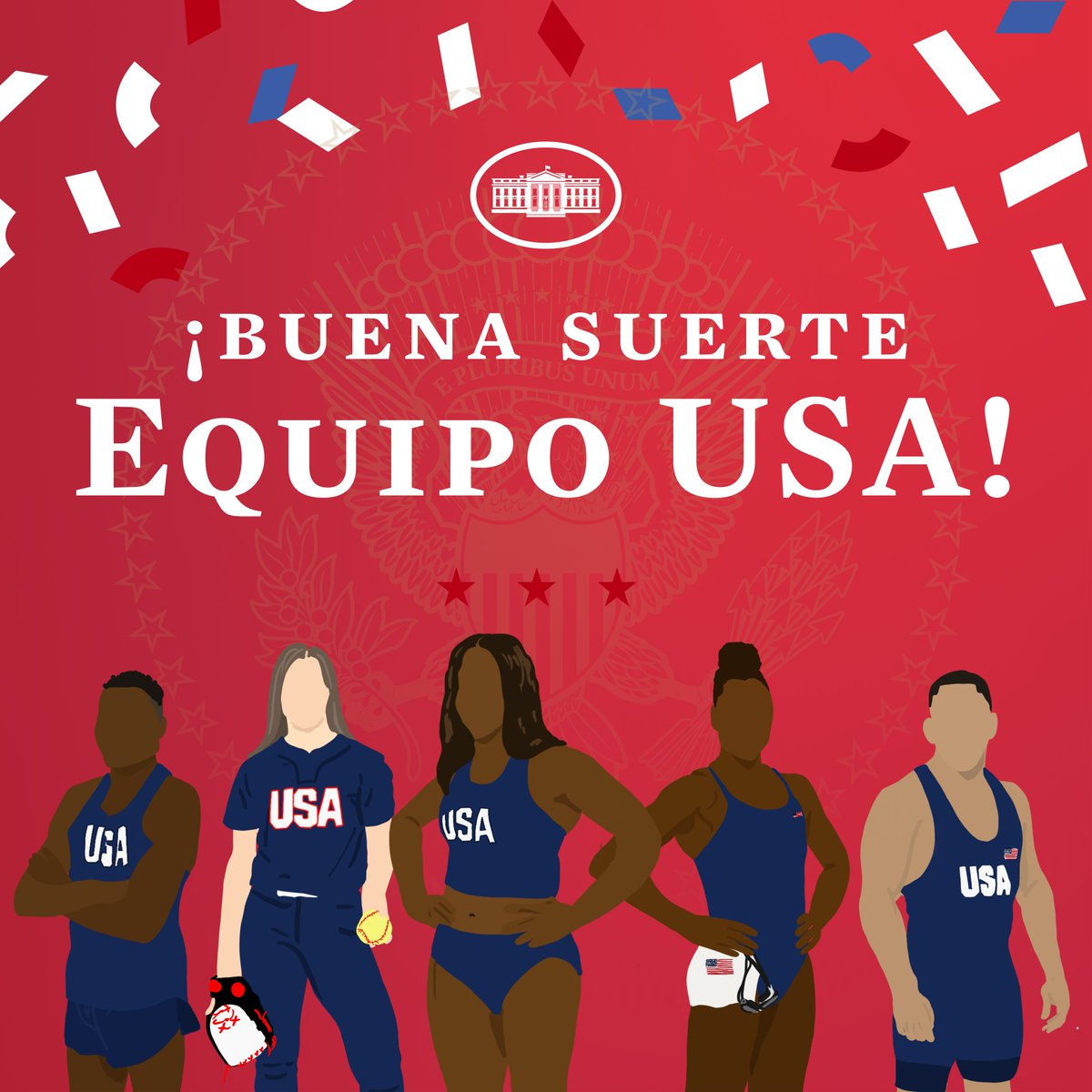 LaCasaBlanca46's tweet photo. Felicitaciones y éxitos a todos los que están representando a los Estados Unidos en los Juegos Olímpicos de Tokio. ¡Buena suerte! https://t.co/yrhwdKiEUY