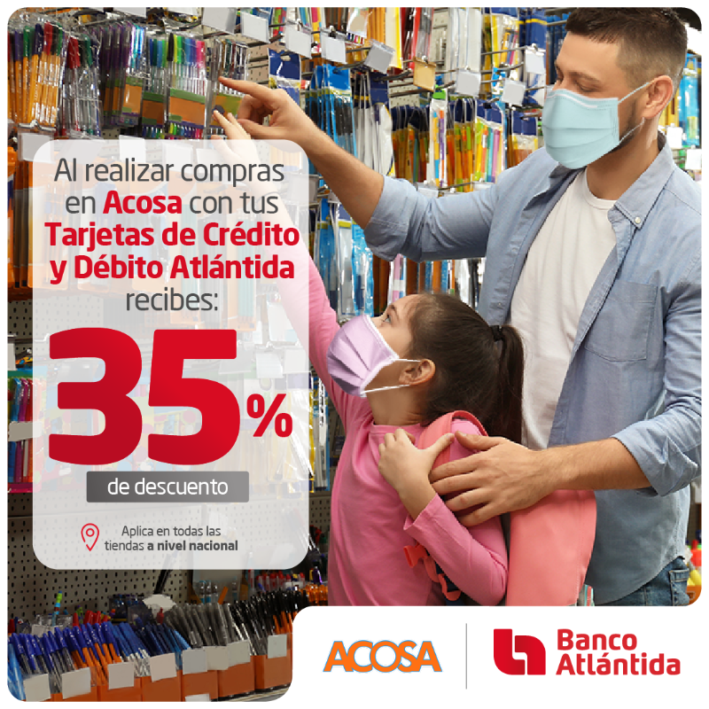 bancatlan's tweet photo. Una de las grandes emociones de comenzar un año escolar es la compra de útiles escolares y tecnología para las clases en línea, este año lo disfrutarás aún más ya que recibes 35% de descuento en #ACOSAHN con tus #TarjetasAtlántida

💳 Solicítala aquí: https://t.co/NGE5ygzju9
