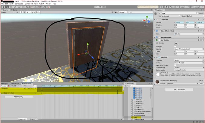 Made my own door by using cubes and some textures attached with an animation. #gamedev #madewithunity<a href="/tag/gamedev"class="tags"><span>#gamedev</span></a><a href="/tag/madewithunity"class="tags"><span>#madewithunity</span></a>