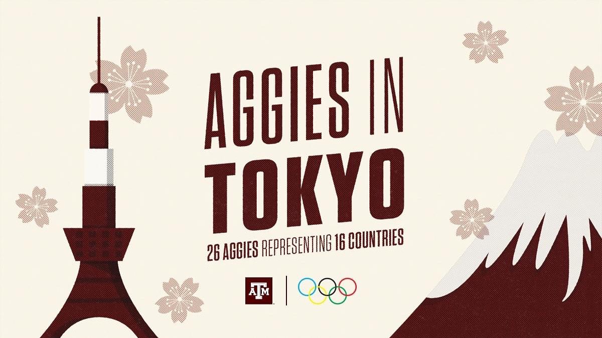 BCSAA's tweet photo. We send our good wishes to the 26 Aggie Olympians in Tokyo. We are proud of you! #gigem #AggiesinTokyo https://t.co/K710cJ20kG
