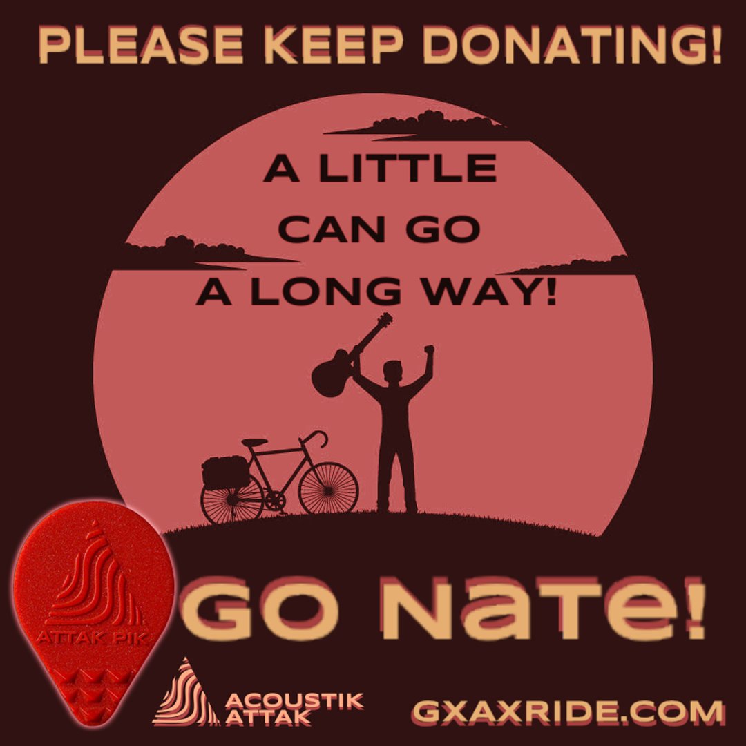 AttakPik's tweet photo. Another week complete! Acoustik Attak is proud to be partnered with Nate Cook of @TheYawpers on his fundraising bike journey across the US in support of the @SweetRelief Musician's Fund. #gxax https://t.co/gURYhOVt2J