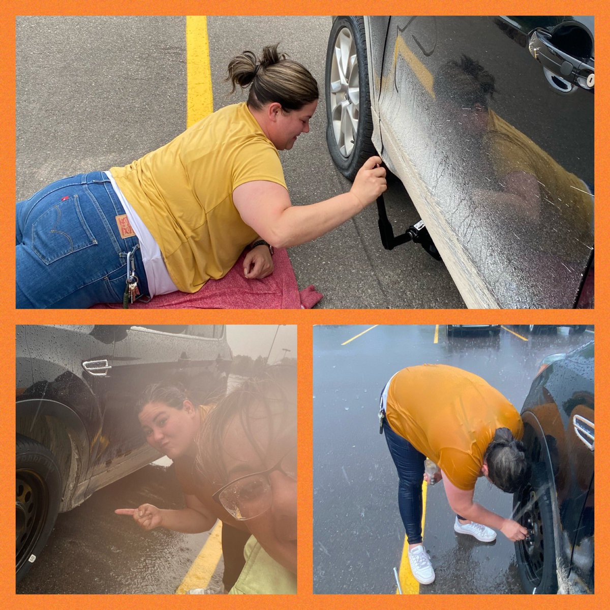 We truly live our Values here at @HomeDepotBright! The amazing @megan000nicole Taking Care of Our People by changing a tire for @Debbie14128887 in the pouring rain! Great job! @Mark_Gridley @JulieGiattino @JoshuaMendiol17 @jo_yates4 @smt81