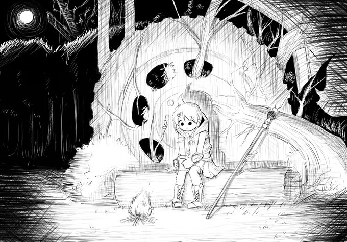 古代遺跡探索中に一休みするラウラさん
遺跡の周りには危険なモンスターがいるらしいが…
こういうタッチのらくがき、アリかもしれない 