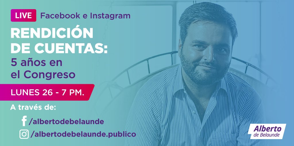 AlbertoBelaunde's tweet photo. Muchas gracias a todos los que confiaron en mi y me permitieron representarlos estos años. Intenté estar siempre a la altura de esa inmensa responsabilidad. 

El lunes realizaré esta audiencia virtual de rendición de cuentas. ¡Nos vemos! https://t.co/zR0j4LMksu