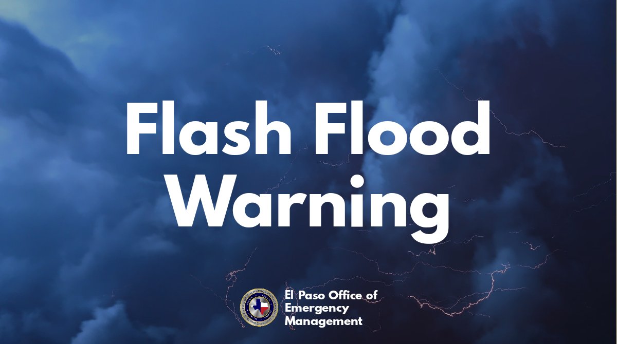 ⚠️⚠️⚠️Flash Flood Warning,  in effect until 9:15PM, for East El Paso, Mission Valley, Horizon City, Socorro, Sparks, Agua Dulce, Dairyland and Lake Way Estates.

Flash flooding is ongoing or expected to begin shortly. Stay away from waterways and flooded roads.⚠️⚠️⚠️